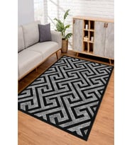 Dijital Kaymaz Taban Yıkanabilir Renkli Salon Halısı Mutfak Halısı Yolluk ND-SD-897 (Siyah)