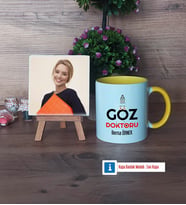 Göz Doktoru Fotoğraflı Dekoratif Taş, Kupa Bardak Beyaz Hediye Tıp Bayramı Hediyesi (Model 7)