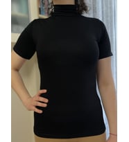 Kadın Kısa Kol Yarım Balıkçı Boğazlı Body (Siyah)