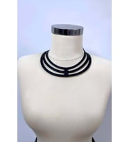 Halka Detraylı Şık Deri Choker, Deri Kolye