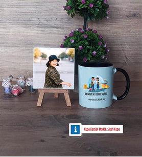 Temizlik Görevlisi Fotoğraflı Dekoratif Taş, Kupa Bardak Beyaz Hediye (Model 11)