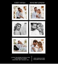 6 Adet 15x15 Çerçeve - Mdf Çerçeve - Kare Fotoğraf Çerçevesi (Beyaz)