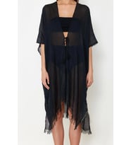 Moda Dokuma Rahat Kalıp Standart V Yaka Standart Kol Aerobin Basic Düz Desen Kimono Kaftan (Çok Renkli)