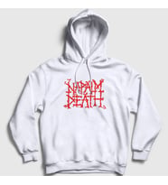 Presmono Unisex Beyaz Logo Napalm Death Kapüşonlu Sweatshirt 382600tt (Beyaz)