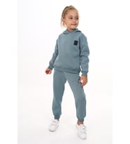 Toontoy Kız Çocuk Kapüşonlu Chıc Nakışlı Eşofman Takım (Mavi)