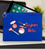 BK Gift Kişiye Özel İsimli-1 Tablet Çantası 30x21cm(12 Renk Seçeneği), Ipad Çantası, Baskılı Tablet Kılıfı (Mavi)