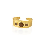 Kadir Jewellery 22 Ayar Altın Kaplama El İşçiliği Zirkon Taşlı Kadın Kelepçe Bilezik (Kahverengi)