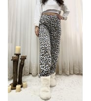 Kadın Polar Pijama Altı Kışlık Lastikli Bel Tek Alt (Leopar)