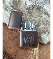 El Yapımı Hakiki Deri Kılıflı Zippo Çakmak (Antik Taba)
