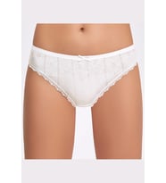 Jakarlı Transferli Ribana Bikini Külot (Ekru)