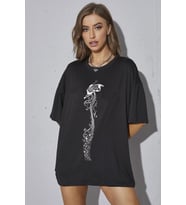 Unisex Butterfly Song Baskılı T-shirt (Siyah)
