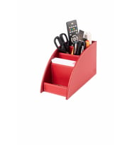 Masaüstü Deri Kalemlik Kumandalık Organizer 4 Gözlü Desktop Organizer Rainbow Vegan 10x21,5x12,5 cm (Kırmızı)
