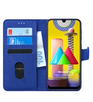 Samsung Galaxy M31 Kılıf Fabric Book Wallet (Lacivert)