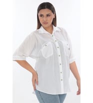 %100 Cotton Büyük Beden Gömlek (Beyaz)