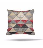 Kilim Kelebek Geometrik Gizli Fermuarlı Yastık Kılıfı Kırlent Kılıfı Koltuk Yastık Kılıfı  (Gri-Kırmızı)
