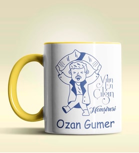 Kişiye Özel Yılın En Çılgın Hemşiresi (Bay) Tasarım Turuncu Kupa (Sarı)