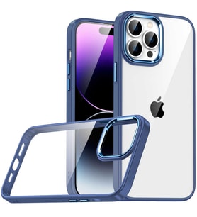 Apple iPhone 14 Pro Max Kılıf Case, Kamera Lens Korumalı Elektroplatin Kaplama Sert PC Koruyucu Colourful Platinum Serisi (Mavi)