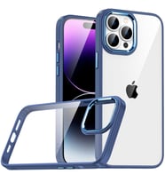 Apple iPhone 14 Pro Max Kılıf Case, Kamera Lens Korumalı Elektroplatin Kaplama Sert PC Koruyucu Colourful Platinum Serisi (Mavi)
