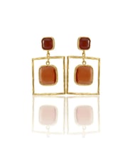 Kadir Jewellery 22 Ayar Altın Kaplama Kadın Sallantılı Küpe -El İşçiliği Ve Hipoalerjenik Küpe (Kırmızı)