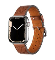 Apple Watch 42mm 1/2/3/4/5/6/se/7/8/ultra Kordon Diagonal Hermes Deri Kordon (KAHVE)