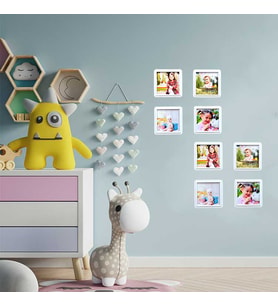 Fotoğraflı Mini Sök Tak Kare Çerçeveler 15'li Paket (Beyaz)