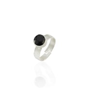 Kadir Jewellery 925 Ayar Gümüş Kaplama Zirkon Taşlı Ayarlanabilir Kadın Minimal Yüzük (Siyah)