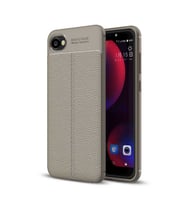 HTC Desire 12 Kılıf Deri Tarzı Niss Silikon Case (Gri)