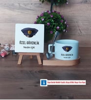 Özel Güvenlik Görevlisi Dekoratif Taş, Kupa Bardak Kırmızı Hediye (Model 7)