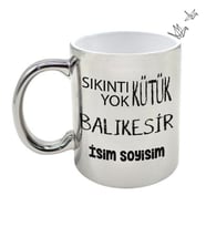 Balıkesir Temalı Kişiye Özel İsim ve/veya Fotoğraflı Kupa Bardak No:X025-010 (Gümüş)