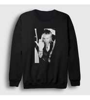 Presmono Unisex Beyaz Flip Miley Cyrus Sweatshirt 400329tt (Siyah)