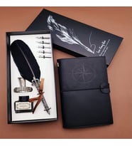 Divit Kalem ve Deri Defter Seti (Siyah)