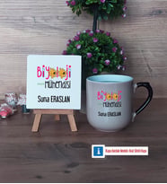 Biyoloji Mühendisi Dekoratif Taş, Kupa Bardak Kırmızı Hediye (Model 9)