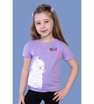 Toontoy Kız Çocuk Kuzu Baskılı Tişört (Lila)