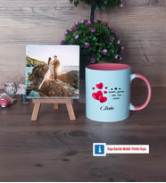 Sevgililer Günü Hediyesi Fotoğraflı Dekoratif Taş, Kupa Bardak Beyaz Hediye (Model 6)
