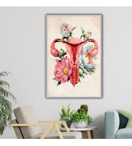 Metal Çerçeveli Cam Kadın Doğum Poliklinik Tablosu Soft Uterus (Gümüş)