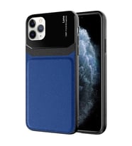 Apple iPhone 11 Pro Max Kılıf ?Zore Emiks Deri Görünümlü Kılıf (Lacivert)