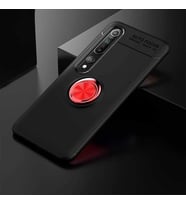 Xiaomi Mi 10 Kılıf Yüzüklü Magnetli Ravel Case (Siyah-Kırmızı)
