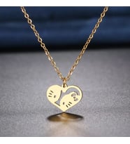 Kişiye Özel 925 Ayar Gümüş Hello Kitty Kalp Kolye (Gold)