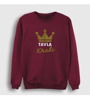 Presmono Unisex Beyaz Backgammon King Tavla Kralı Oyun V3 Sweatshirt 416991tt (Bordo)