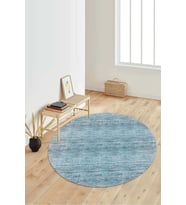 Dijital Baskılı Kaymaz Taban Yıkanabilir Yuvarlak Salon Halısı Koridor Halısı Paspas NDY-HY-1251 (Mavi)