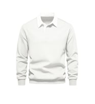 Ghassy Co. Erkek Retro Renk Bloklu Pamuklu Gömlek Yaka Sweatshirt (Beyaz)