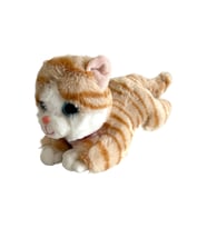 Sesli Yatan Miyavlayan 25 cm Peluş Kedi Oyuncak (KAHVE)