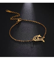 Kişiye Özel  925 Ayar Gümüş Kurt Tasarımlı Bileklik (Gold)