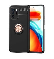 Xiaomi Poco X3 GT Kılıf Yüzüklü Magnetli Ravel Case (Siyah-Rose Gold)