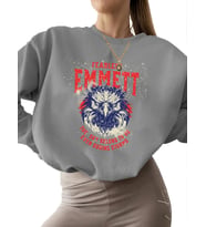 kadın unisex Sweatshirt Sweatshirt erkek 3 iplik şardonlu kalın Bej bisiklet yaka Korkusuz emmett (Gri)