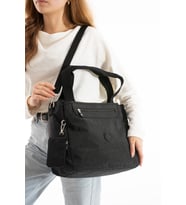 Büyük Boy Salaş Su Geçirmez Kumaş Kadın Kol Çantası (Siyah)