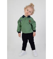 Erkek Bebek&Çocuk İki İplik Kumaş Orta Kalınlıkta Polo Yaka Örme Basic Alt Üst Eşofman Takımı (Yeşil)