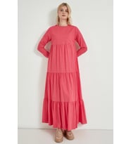 Pastelastore Kadın Pamuk Uzun Elbise 1109 (Fuşya)