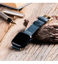 vagave Apple Watch 3 4 5 6 7 Se 8 Ultra 42mm 44mm 45mm 49mm Deri Kordon musap (Mavi)