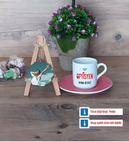 Optisyen Türk Kahvesi Fincanı Ahşap Altlıklı ve Fotoğraflı Ahşap Anahtarlık Hediye (Model 6)